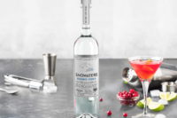 Snowaters organic Polish vodka bottle with vodka cocktail