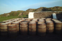 Barrels at Ardbeg Distillery on Islay in Scotland