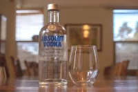 Absolut Vodka Bottle and Glass